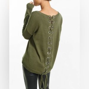 EXPRESS: Black Knit Lace Up Back Sweater